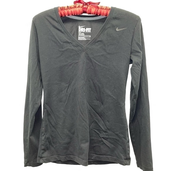 Nike Dri-Fit Shirt Long Sleeve Active Slim Fit Pullover V-Neck Workout Shirt - Picture 1 of 5